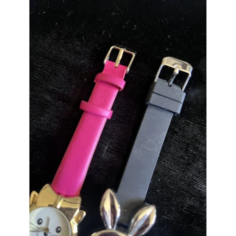 Lot 2 Cute Animal Face Watches Cat Bunny New Battery